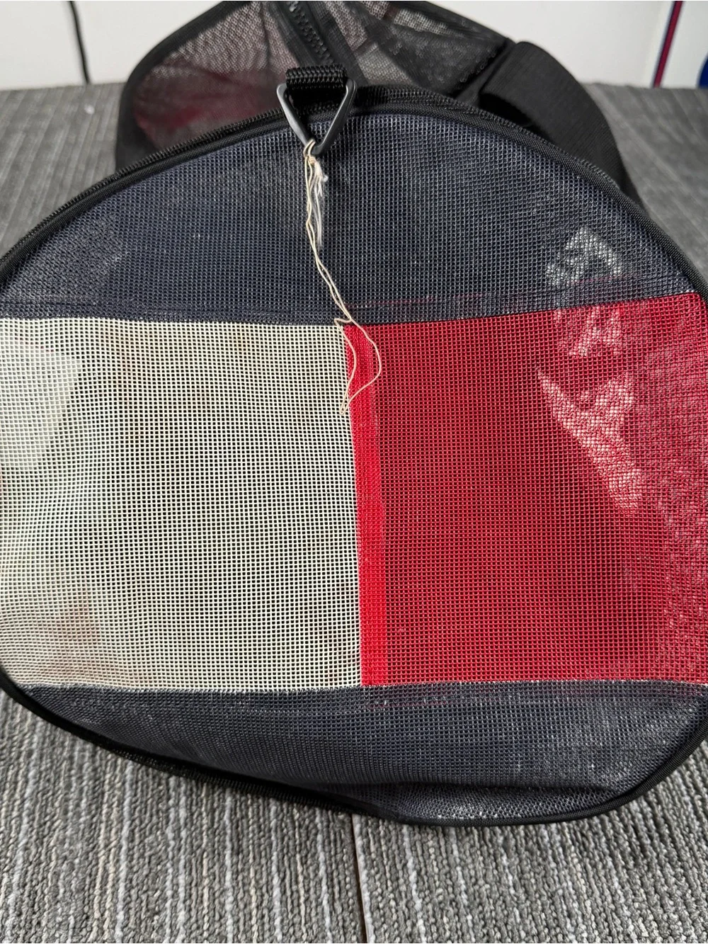 Vintage Tommy Hilfiger Black, Red & White Nautical Mesh Tote
